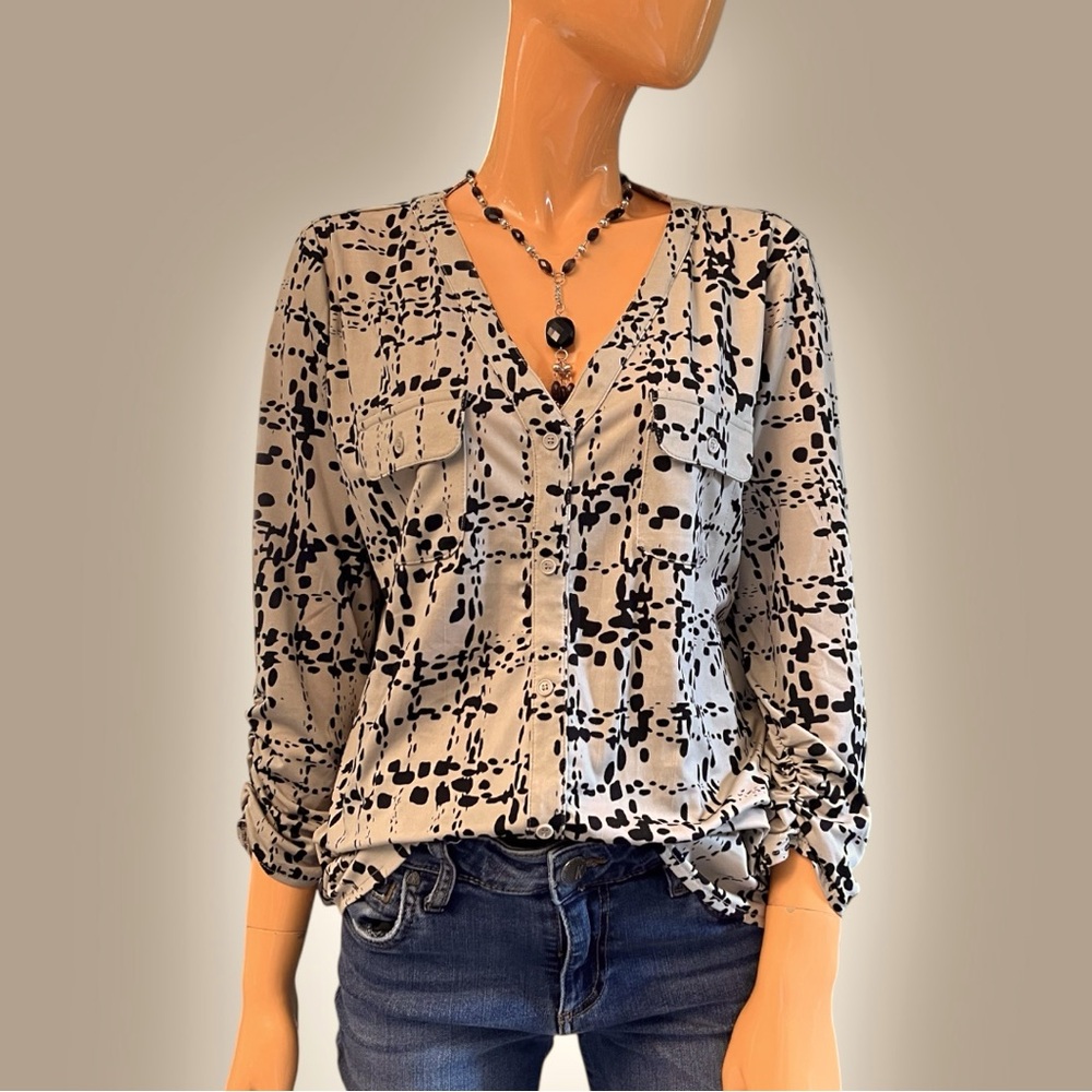 VERVE AMI Slinky Knit Button Down Blouse